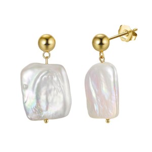 925 Sterling Silver Baroque Fresh Water Pearl Stud Earring 40500019