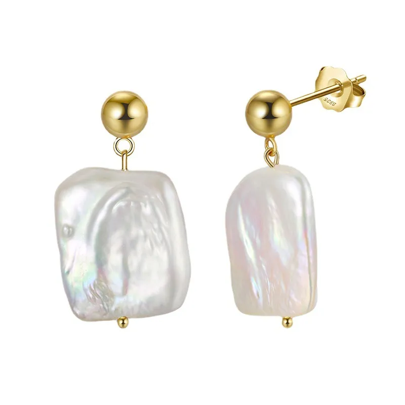 925 Sterling Silver Baroque Fresh Water Pearl Stud Earring 40500019