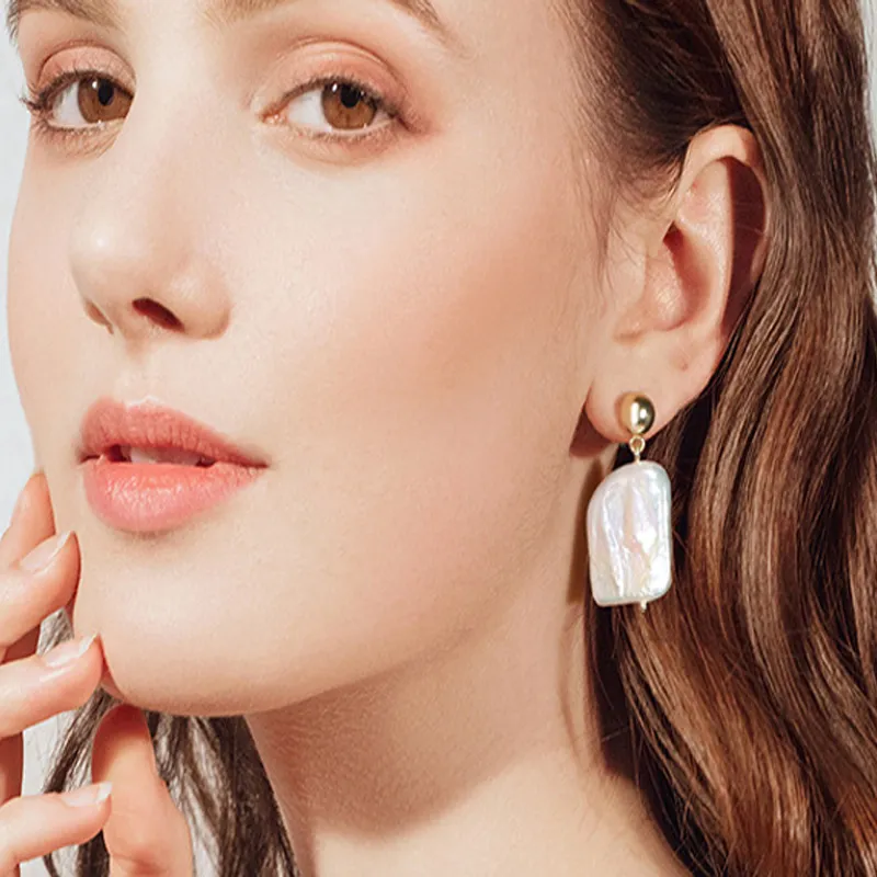925 Sterling Silver Baroque Fresh Water Pearl Stud Earring 40500019 - image1