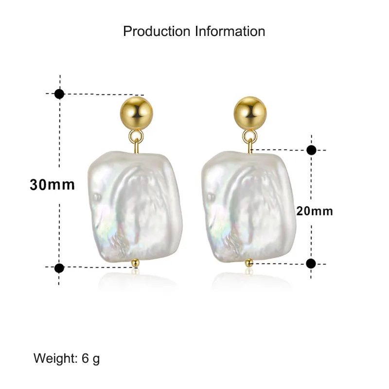925 Sterling Silver Baroque Fresh Water Pearl Stud Earring 40500019 - image2