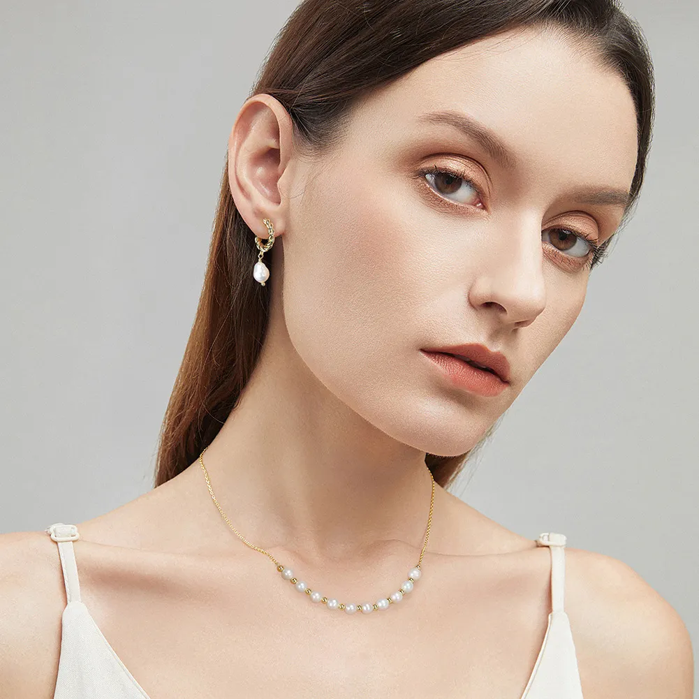 925 Sterling Silver Fresh Water Pearl Twisted Hoop Earring 40500021 - image1