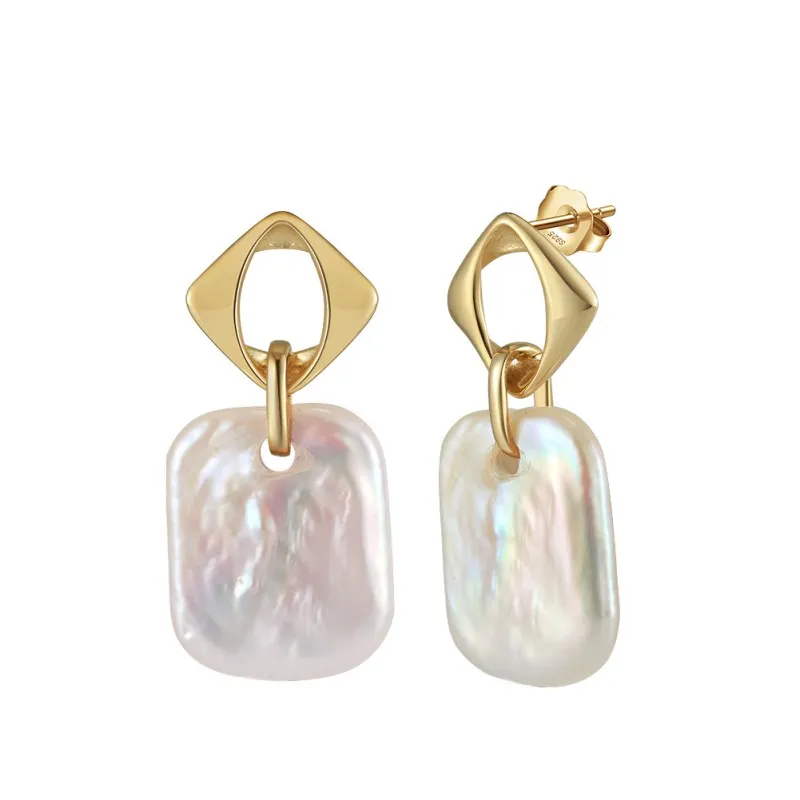 925 Sterling Silver Baroque Fresh Water Pearl Stud Earring 40500022