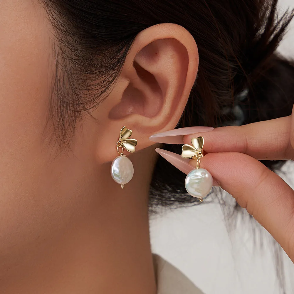 925 Sterling Silver Fresh Water Pearl Butterfly Earring 40500023 - image1