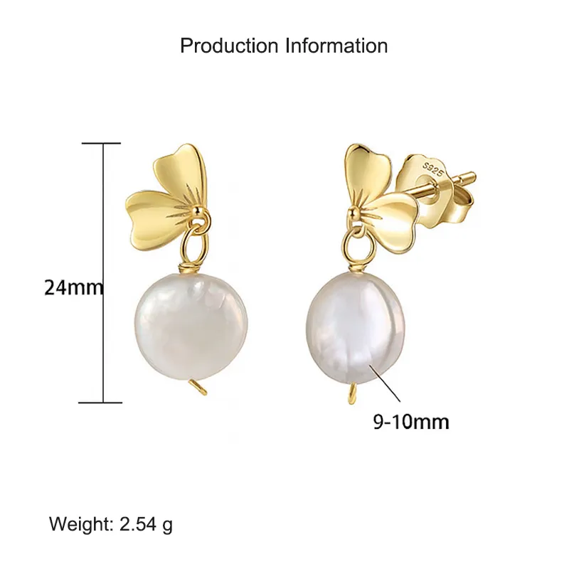 925 Sterling Silver Fresh Water Pearl Butterfly Earring 40500023 - image2