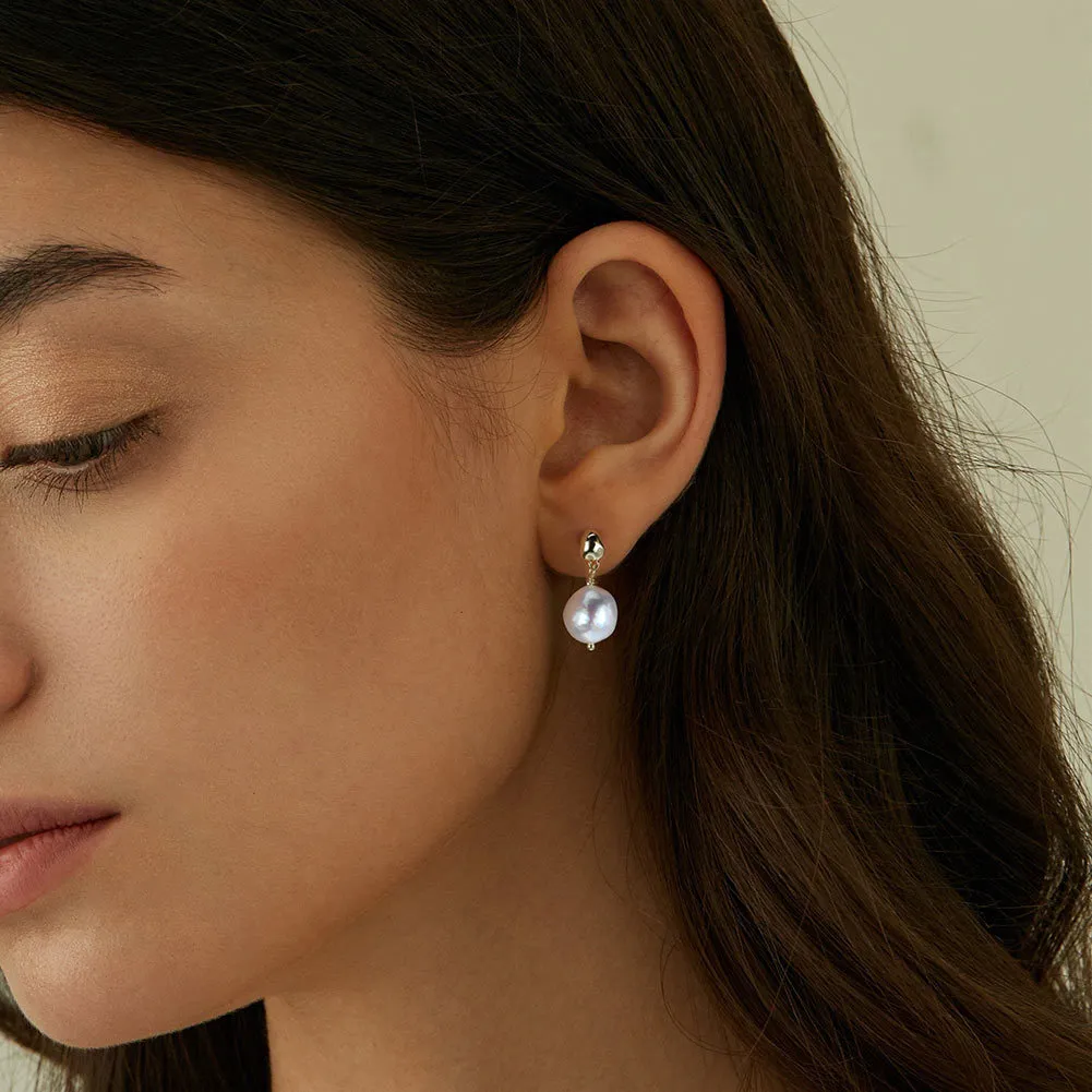 925 Sterling Silver Irregular Fresh Water Pearl Stud Earring 40500028 - image1