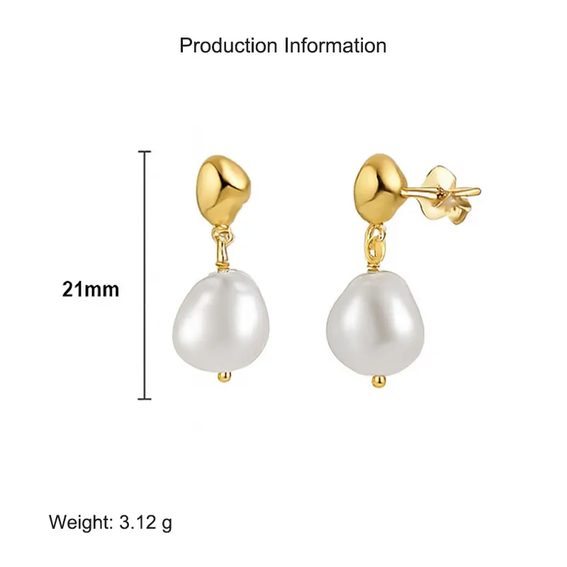 925 Sterling Silver Irregular Fresh Water Pearl Stud Earring 40500028 - image2