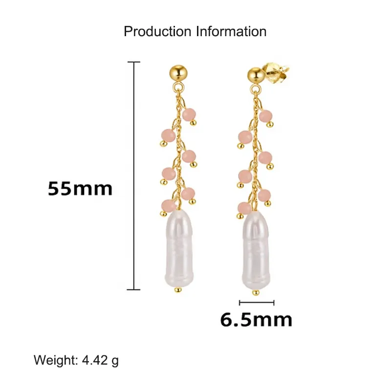 925 Sterling Silver Opal Baroque Fresh Water Pearl Earring 40500032 - image2