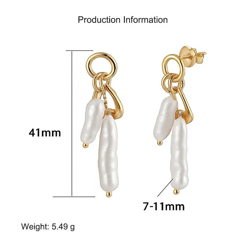 925 Sterling Silver Irregular Baroque Fresh Water Pearl Earring 40500038 - image2