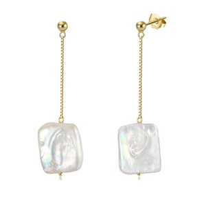 925 Sterling Silver Baroque Fresh Water Pearl Stud Earring 40500047