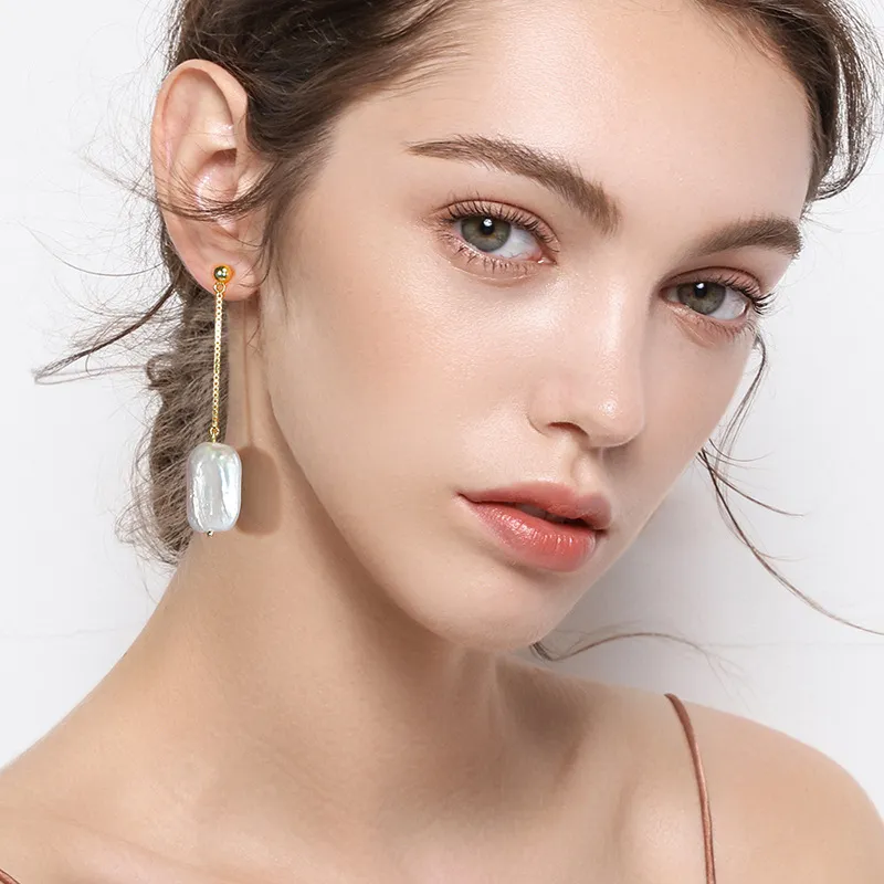 925 Sterling Silver Baroque Fresh Water Pearl Stud Earring 40500047 - image1