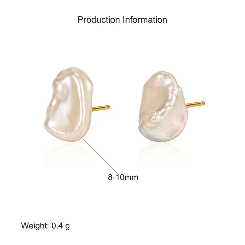 925 Sterling Silver Baroque Fresh Water Pearl Stud Earring 40500048 - image2