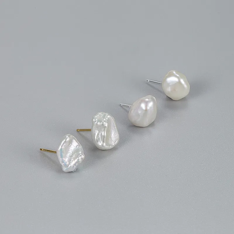 925 Sterling Silver Baroque Fresh Water Pearl Stud Earring 40500048 - image1