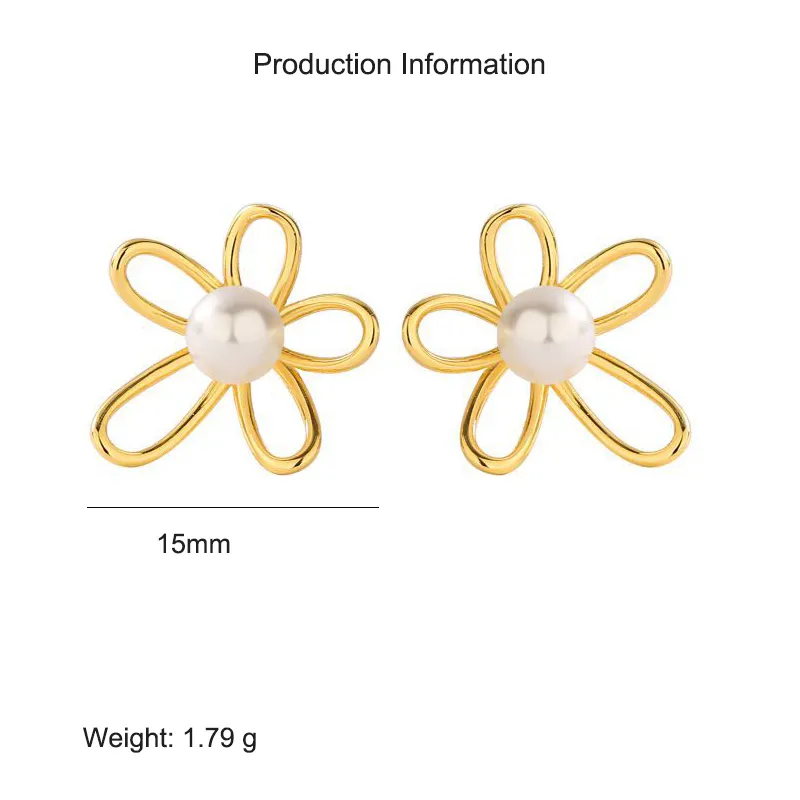 925 Sterling Silver Flower Fresh Water Pearl Stud Earring 40500049 - image2