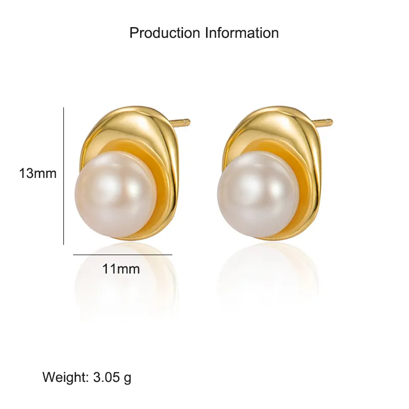 925 Sterling Silver Irregular Fresh Water Pearl Stud Earring 40500056 - image2