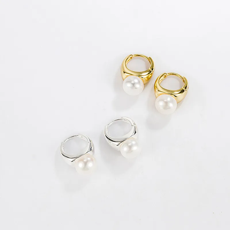 925 Sterling Silver Fresh Water Pearl Hoop Earring 40500058 - image1