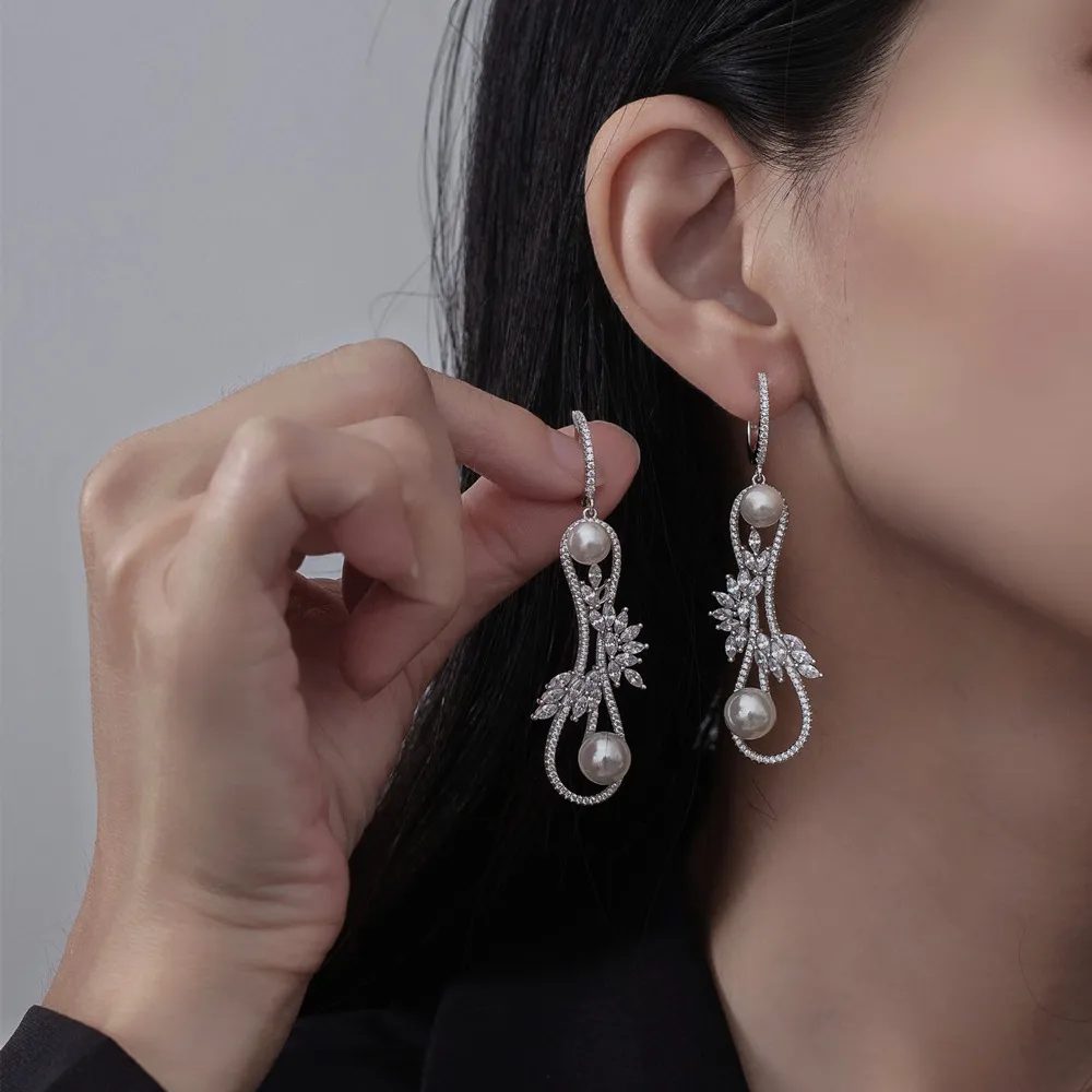 S925 Zirconia Infinity Fresh Water Pearl Stud Earring 40500060 - image1