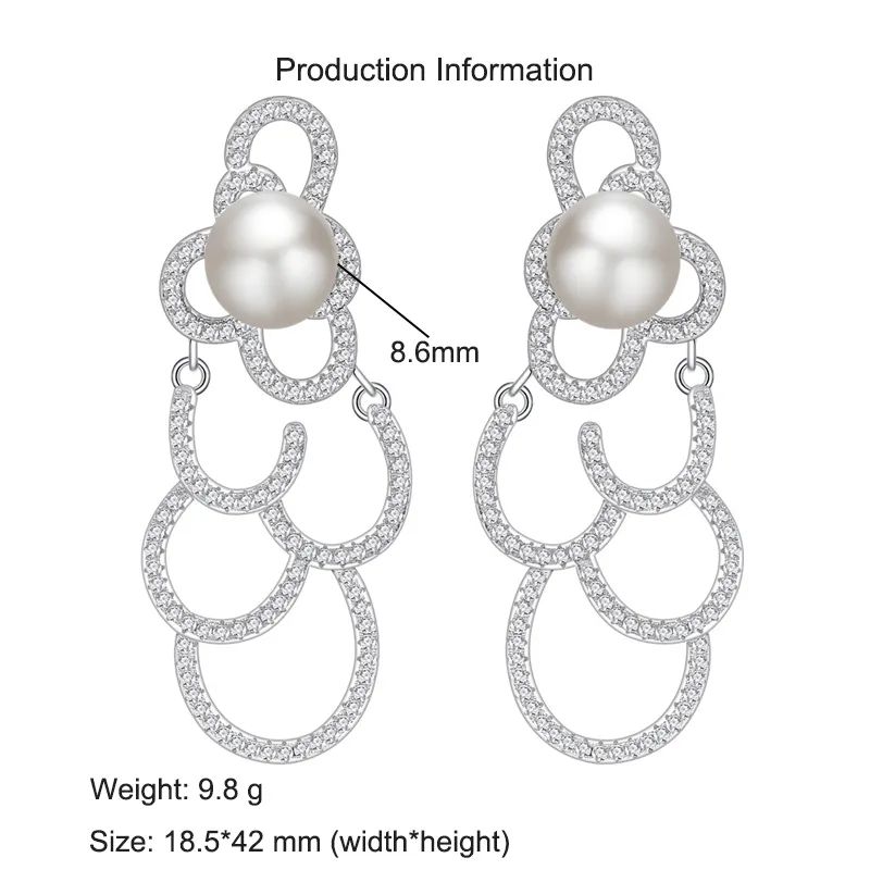 S925 Zirconia Cloudy Fresh Water Pearl Party Stud Earring 40500061 - image2