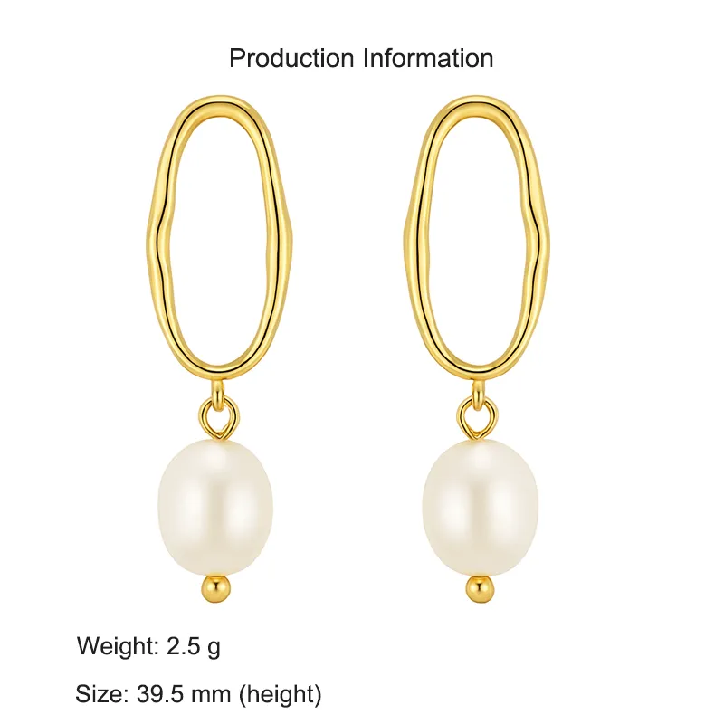 925 Sterling Silver Irregular Fresh Water Pearl Stud Earring 40500063 - image2