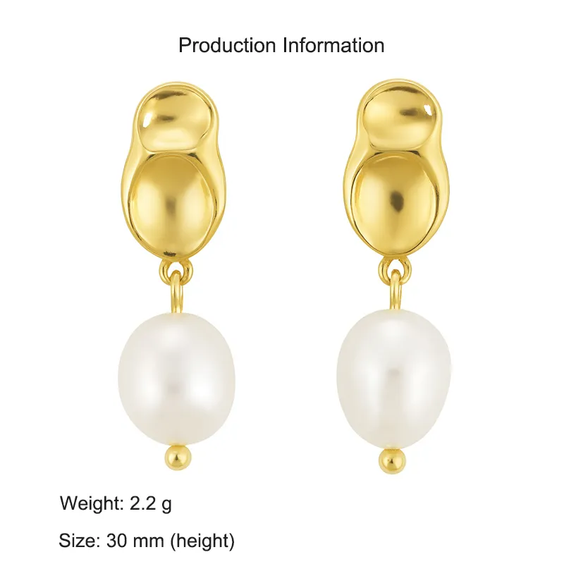 925 Sterling Silver Irregular Fresh Water Pearl Stud Earring 40500064 - image2