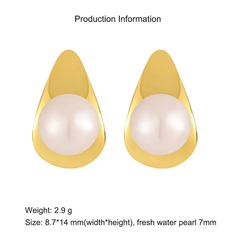 925 Sterling Silver Fresh Water Pearl Geometric Stud Earring 40500069 - image2
