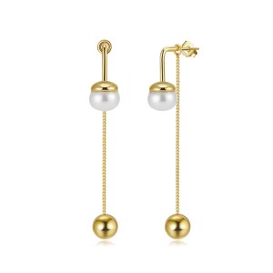 925 Sterling Silver Freshwater Pearl Tassel Stud Earring 40500075