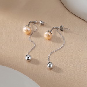 925 Sterling Silver Freshwater Pearl Tassel Stud Earring 40500075
