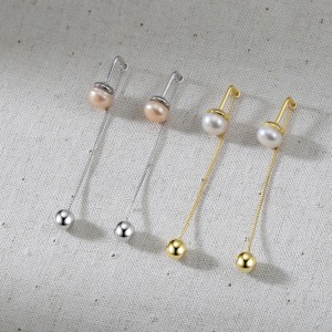 925 Sterling Silver Freshwater Pearl Tassel Stud Earring 40500075
