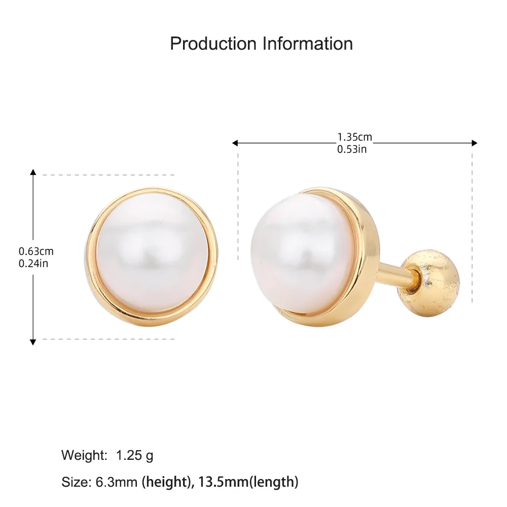 925 Sterling Silver Natural Pearl Stud Screw Earring 40500076 - image2