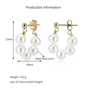 925 Sterling Silver Multi-Color Shell Pearl Beaded Half-Hoop Earrings 40500078 925 Sterling Silver Multi-Color Shell Pearl Beaded Half-Hoop Earrings 40500078