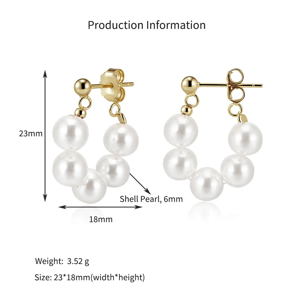 925 Sterling Silver Multi-Color Shell Pearl Beaded Half-Hoop Earrings 40500078 - image2