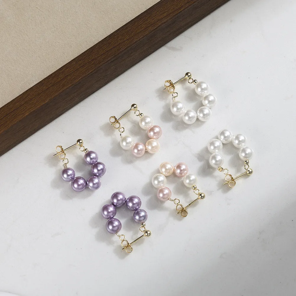 925 Sterling Silver Multi-Color Shell Pearl Beaded Half-Hoop Earrings 40500078 - image1