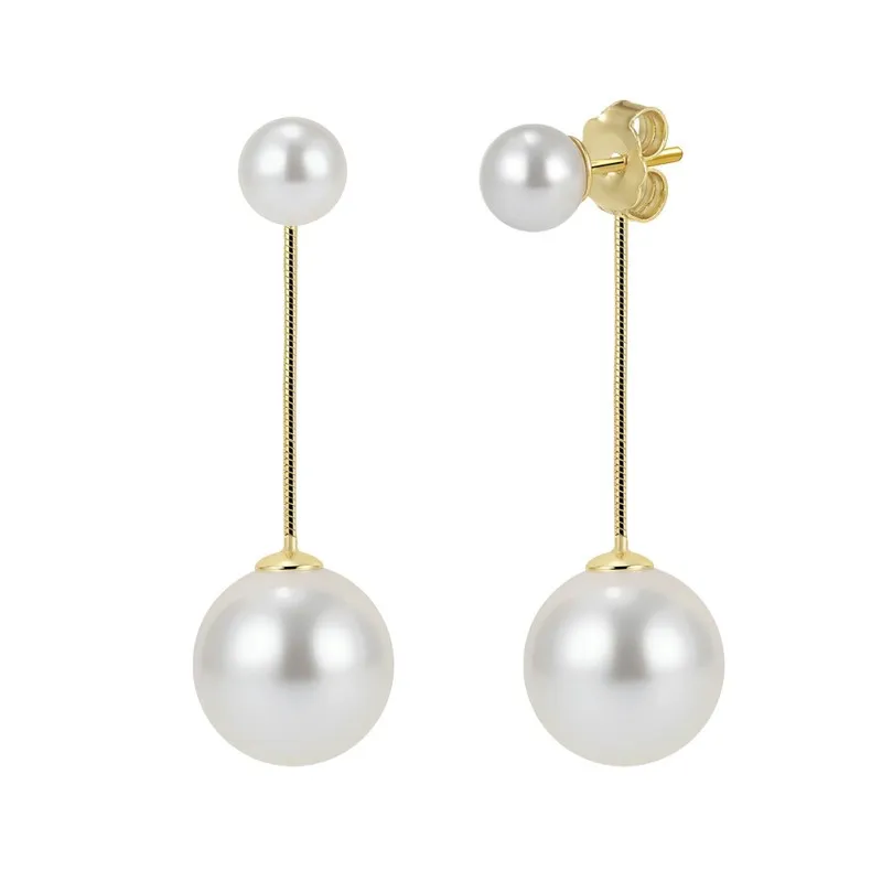 925 Sterling Silver Linear Chain Tassel Shell Pearl Drop Earrings 40500079