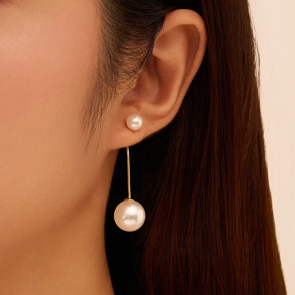 925 Sterling Silver Linear Chain Tassel Shell Pearl Drop Earrings 40500079 - image1