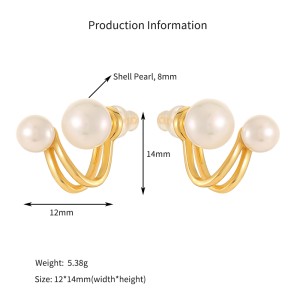 925 Sterling Silver Geometric Double Pearl Earrings 40500080