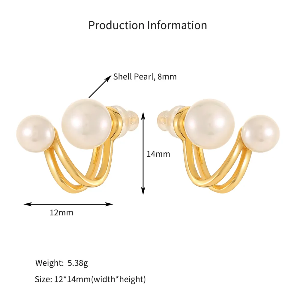 925 Sterling Silver Geometric Double Pearl Earrings 40500080 - image2