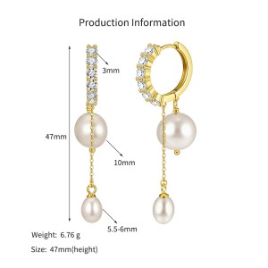 925 Sterling Silver Long Pearl Tassel Drop Earrings 40500081