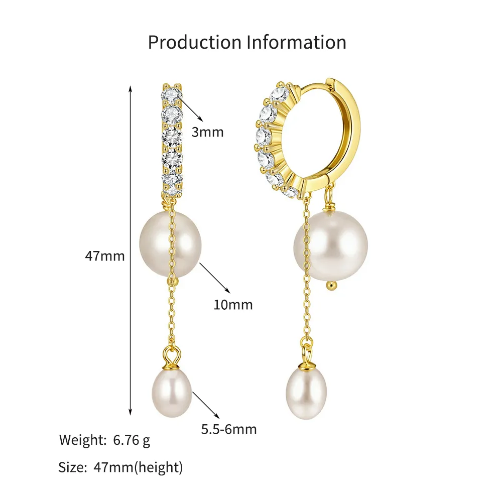 925 Sterling Silver Long Pearl Tassel Drop Earrings 40500081 - image2