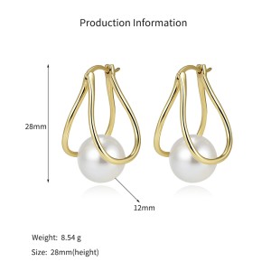 925 Sterling Silver Double Loop Shell Pearl Earrings 40500084