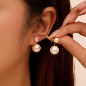 925 Sterling Silver Double Shell Pearl Front-Back Earrings 40500086