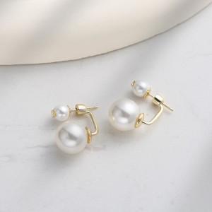925 Sterling Silver Double Shell Pearl Front-Back Earrings 40500086