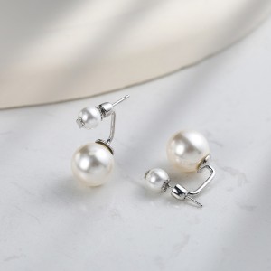 925 Sterling Silver Double Shell Pearl Front-Back Earrings 40500086
