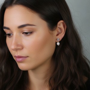 925 Sterling Silver Natural Pearl Tassel Drop Earrings 40500088