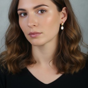 925 Sterling Silver Minimalist Pearl Drop Earrings 40500090