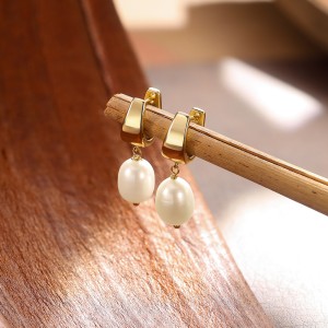 925 Sterling Silver Minimalist Pearl Drop Earrings 40500090
