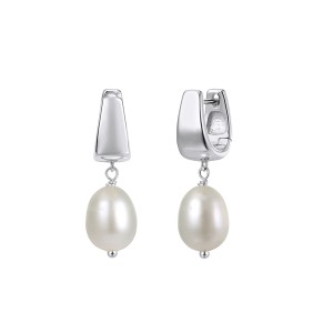 925 Sterling Silver Minimalist Pearl Drop Earrings 40500090