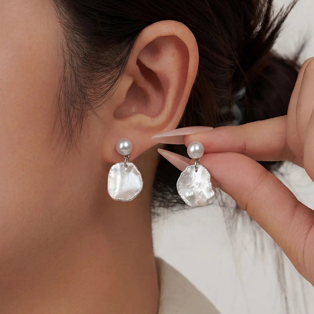 925 Sterling Silver Baroque Freshwater Pearl Drop Earrings 40500091 - image1