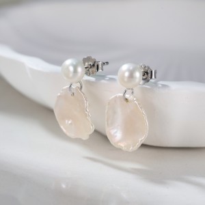 925 Sterling Silver Baroque Freshwater Pearl Drop Earrings 40500091