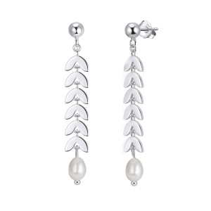 925 Sterling Silver Natural Pearl Wheat Ear Earrings 40500092