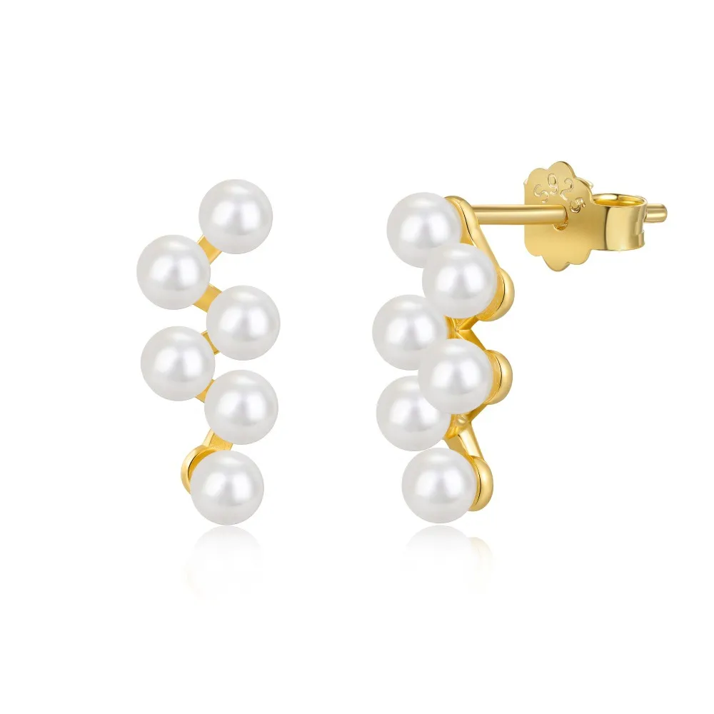925 Sterling Silver Pearl Cluster Stud Earrings 40500093