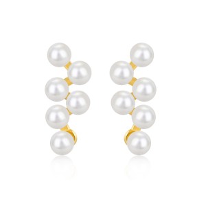 925 Sterling Silver Pearl Cluster Stud Earrings 40500093